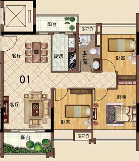 午夜性福利陶瓷砖应用效果：大沥碧桂园·华府01户型成人福利视频午夜效果鉴赏